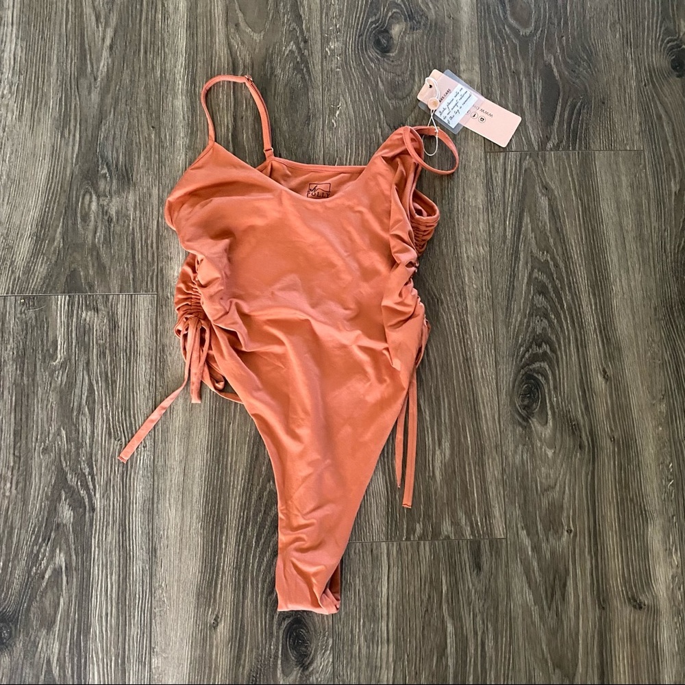 Fits like XL OH POLLY New Orange Thong Swimsuit One Piece